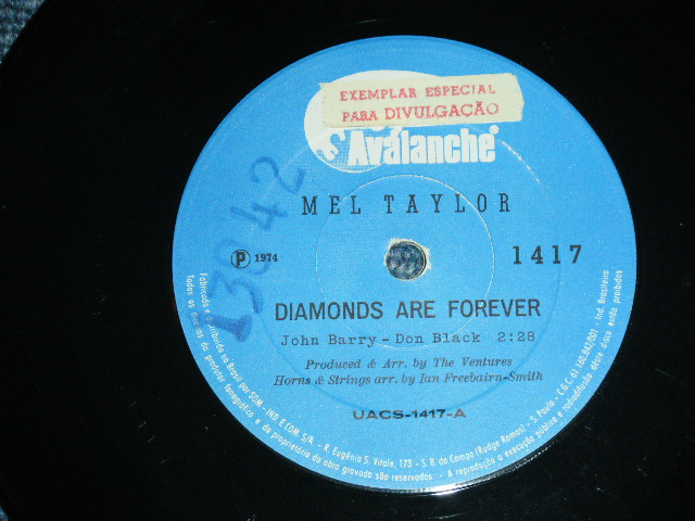 画像: MEL TAYLOR of The VENTURES - DIAMOND ARE FOEVER  / 1970's BRAZIL  ORIGINAL 7"SINGLE