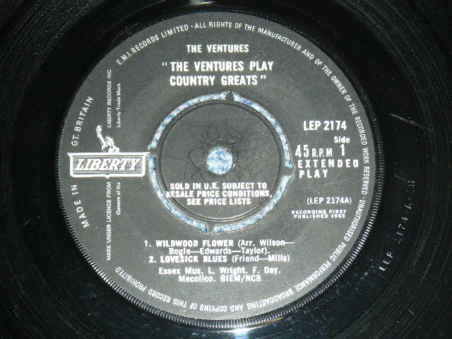 画像: THE VENTURES - PLAY THE COUNTRY GREATS ( Ex/Ex+ ) / 1964 UK Original 7" EP With PICTURE SLEEVE 