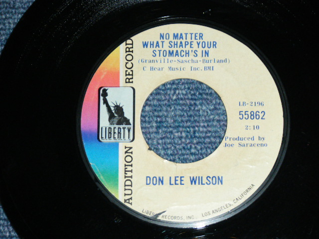 画像1: DON LEE WILSON - NO MATTER WHAT SHAPE YOUR STOMACH'S IN ( FULL CREDIT PRINTING  TITLE TYPE )  / 1966 US ORIGINAL Audition Lbael Promo 7"SINGLE