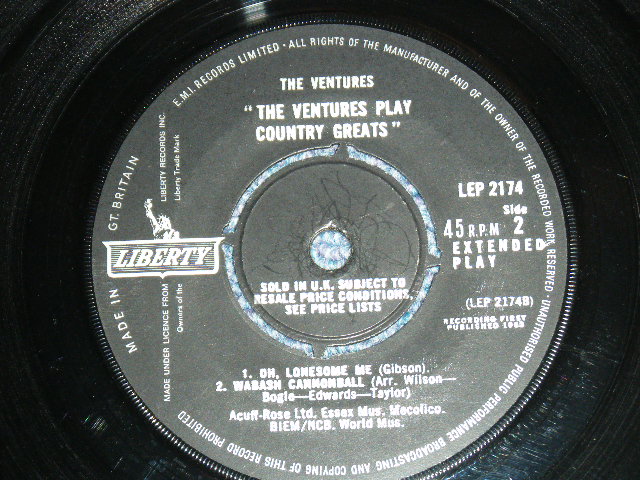 画像: THE VENTURES - PLAY THE COUNTRY GREATS ( Ex/Ex+ ) / 1964 UK Original 7" EP With PICTURE SLEEVE 