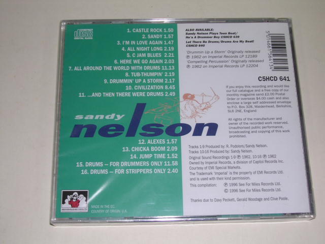 画像: SANDY NELSON - DRUMMIN' UP A STORM + COMPELLING PERCUSSION   ( 2 in 1 ) / 1996 UK ORIGINAL SEALED  CD 