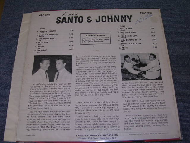 画像: SANTO & JOHNNY - ENCORE  / 1960 US ORIGINAL MONO LP 