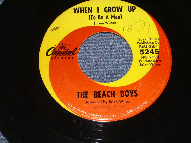 画像: THE BEACH BOYS - WHEN I GROW UP( GREEN BORDER Cover )  /  1964 US  Original Ex++/Ex+  7"Single With Picture Sleeve  