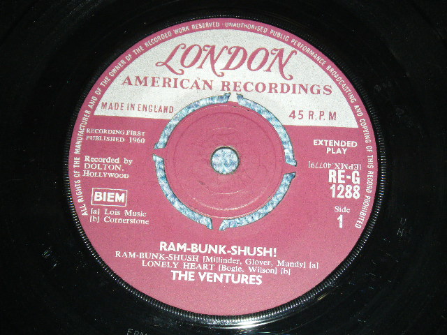 画像: THE VENTURES - RAM-BUNK-SHUSH / 1961 UK Original 7" EP With PICTURE SLEEVE 