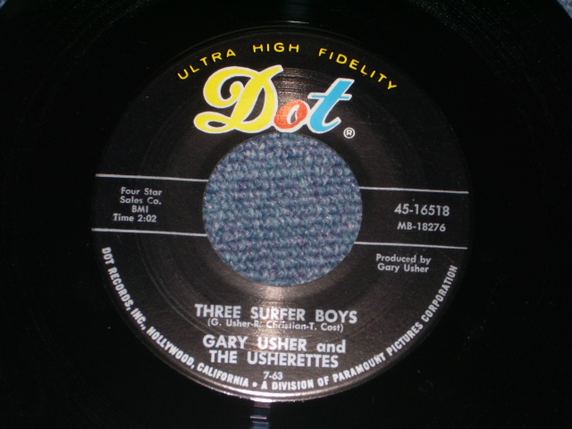 画像: GARY USHER -  THREE SURFER BOY ( MINT/MINT- )   / 1963 US ORIGINAL 7" Single 