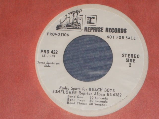 画像: THE BEACH BOYS - Radio Spots for BEACH BOYS SUNFLOWER Reprise Album RS-6382 / 1970 US ORIGINAL Promo Only 7"Single