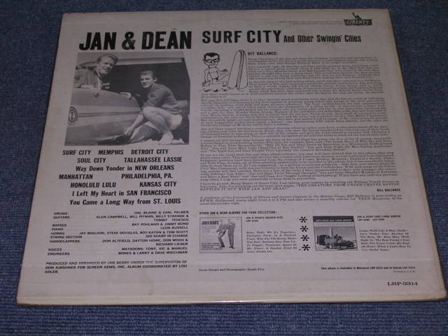 画像: JAN & DEAN - SURF CITY  / 1963 US ORIGINAL MONO LP 