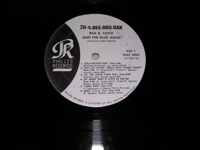 画像: BOB-B-SOXX AND THE BLUE JEANS - ZIP A DEE DOO DAH / 1963 US ORIGINAL WHITE LABEL Promo MONO LP 