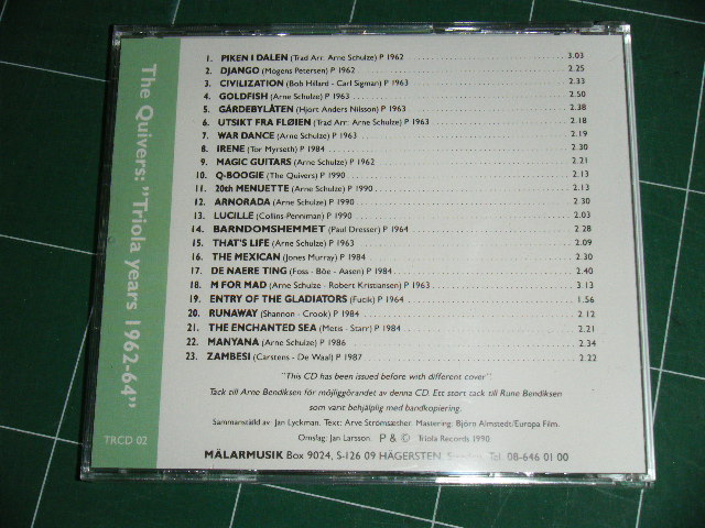 画像: THE QUIVERS - TRIOLA YEARS 1962-64 (New) / 1990? SWEDEN  "2nd Press Label" "BRAND NEW" CD 