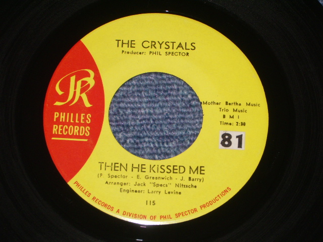 画像1: THE CRYSTALS - THEN HE KISSED ME ( Ex+++/Ex+++ STOL ) /  1964 Version US AMERICA  "YELLOW LABEL"  Used 7" SINGLE 