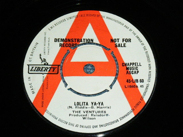 画像1: THE VENTURES - LOLITA YA-YA / 1962  UK ORIGINAL Promo 7" SINGLE 